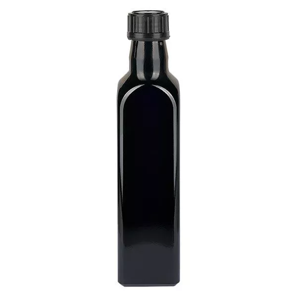 Bouteille d'huile rectangulaire en verre violet 250 ml, UNI 31,5x24