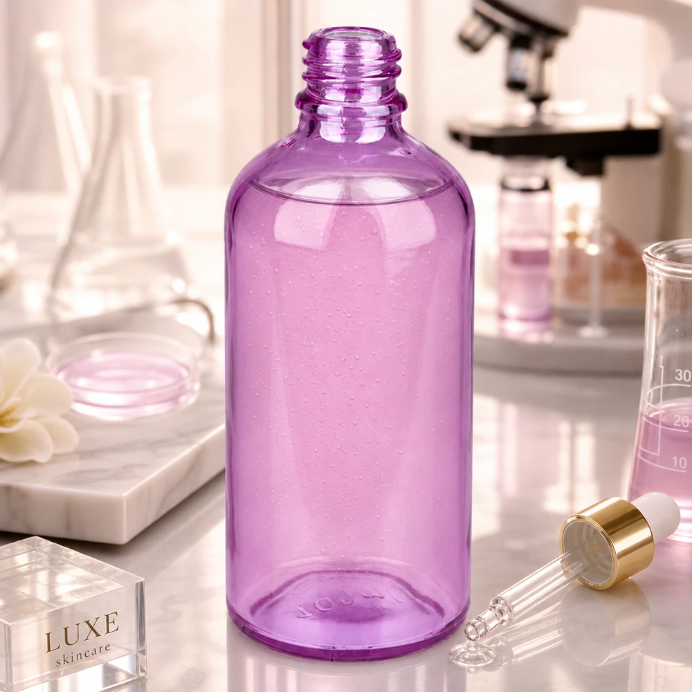Bouteille à pharmacie de 100ml PurpleLine UT18/100 UNiTWIST Bouteille en verre violet PurpleLine avec bouchon antigoutte pour un dosage précis des huiles