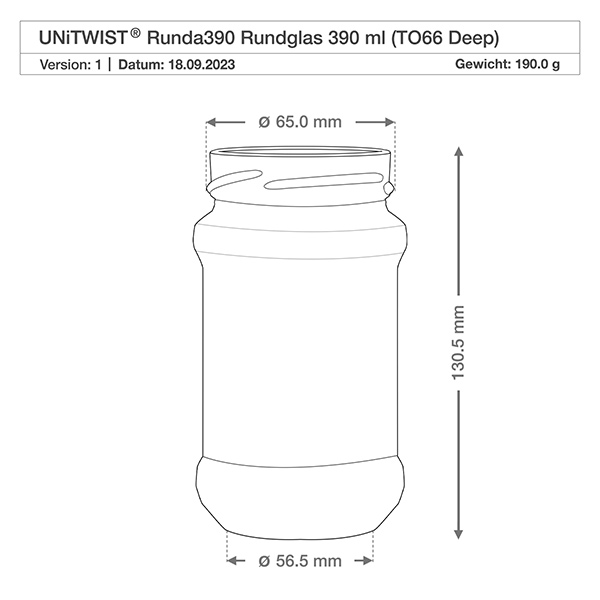 390ml Verre rond sans couvercle (TO70) UNiTWIST