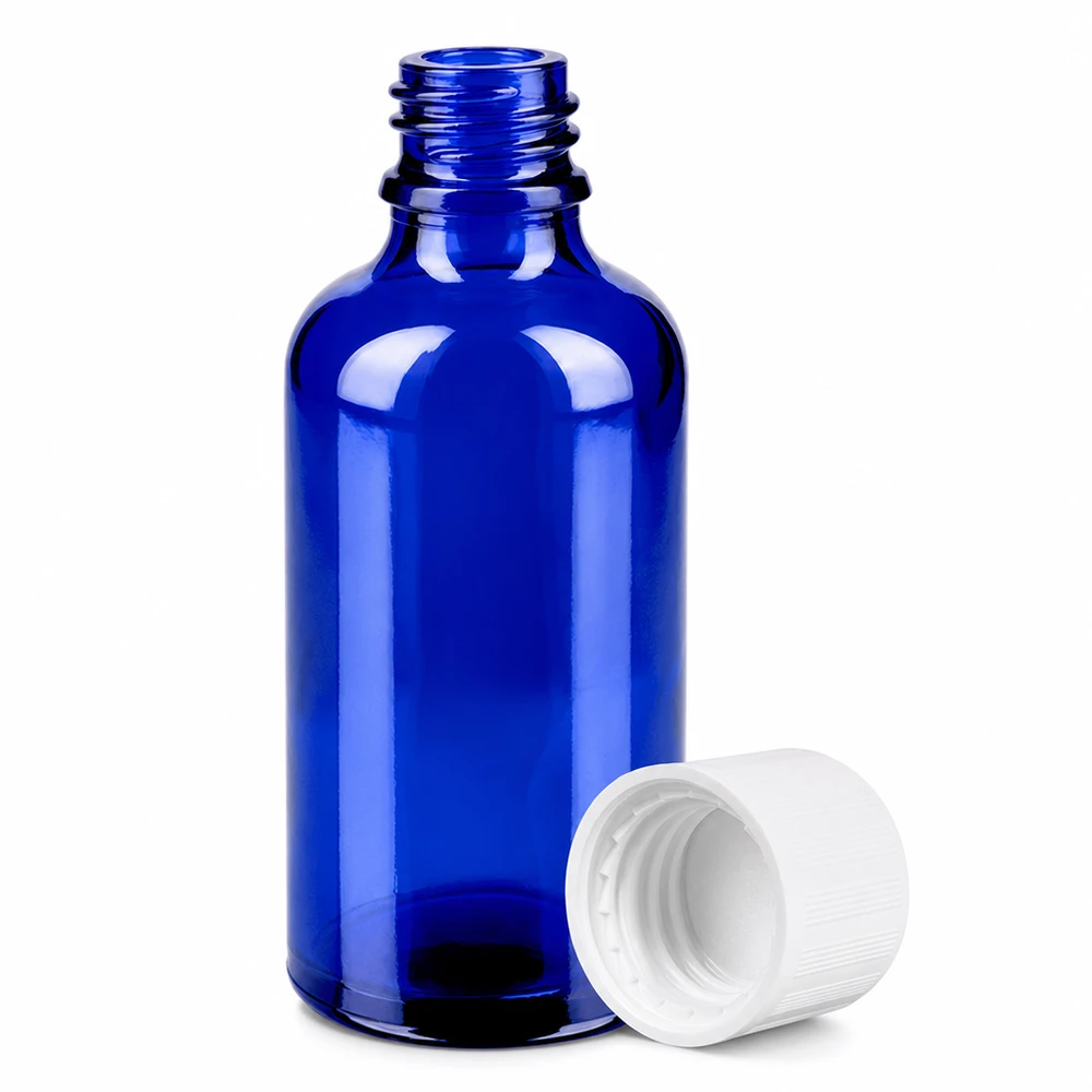 Flacon 50ml 11mm SV f. STD KiSi BlueLine UT18/50 Bouteille en verre bleu de haute qualité de 50 ml avec protection UV pour les substances sensibles à la lumière
