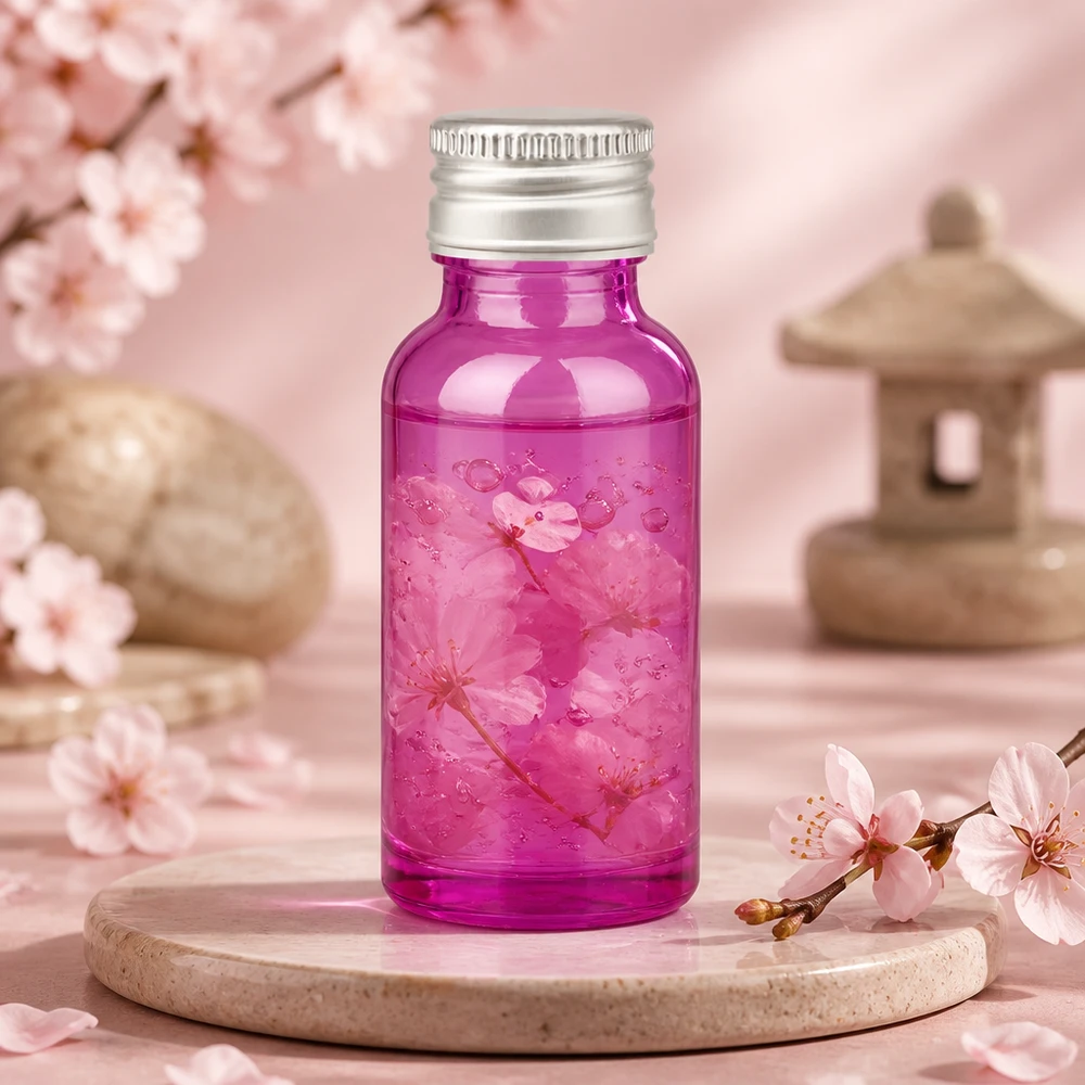 Bouteille pratique de 20 ml en verre pourpre avec bouchon anti-fuite STD en aluminium pour les déplacements