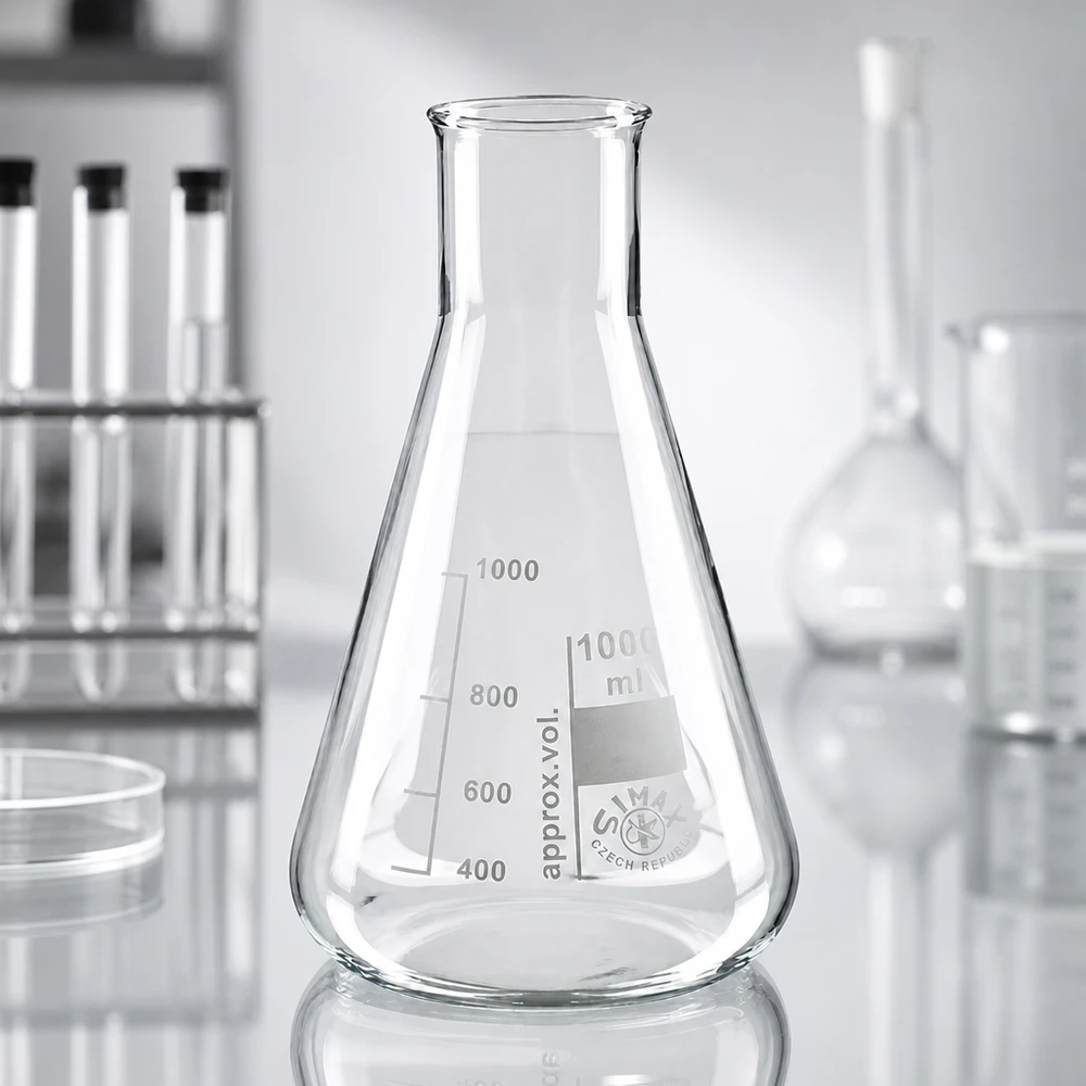 Erlenmeyer 200ml col large, verre borosilicate Erlenmeyer professionnel 200ml col large pour la recherche et les applications scientifiques