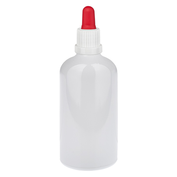Flacon pipette 100 ml blanc/rouge, bouchon inviolable WhiteLine UT18/100