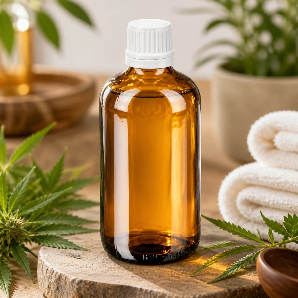 Petit flacon de pharmacie de 100 ml en verre ambré, muni d'un compte-gouttes de précision de 0,7 mm