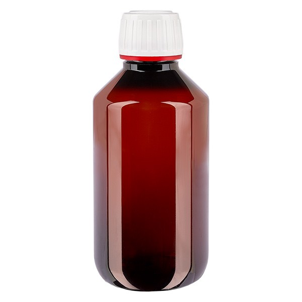 Bouteille PET 200ml avec bouchon blanc/rouge OV Bouteille PET 200ml avec bouchon blanc/rouge OV