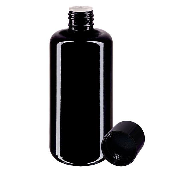 Flacon à pharmacie viol. 200ml viss. noir écl. 4mm pc