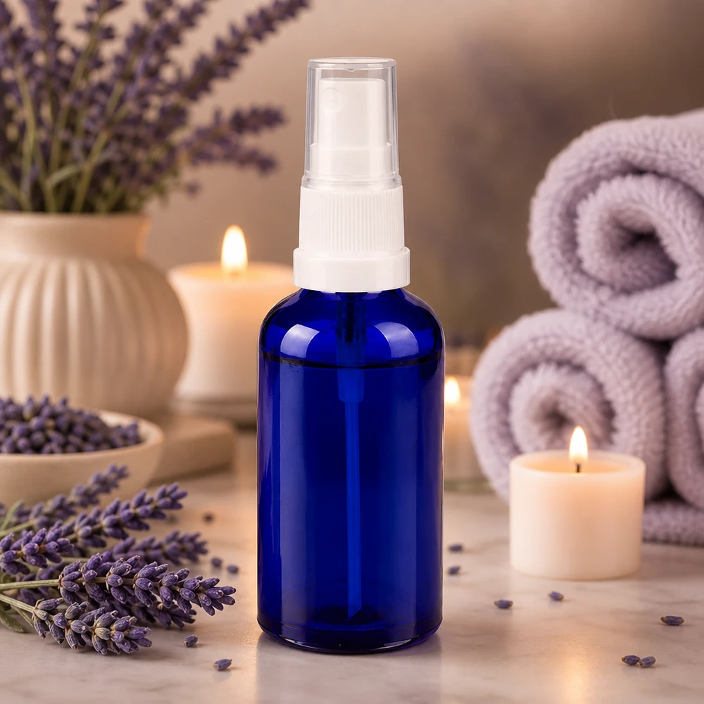 Vaporisateur 50ml blanc/tr. STD BlueLine UT18/50 Flacons vaporisateurs de 50ml avec une fine brume idéale pour les lotions toniques et les lotions de visage