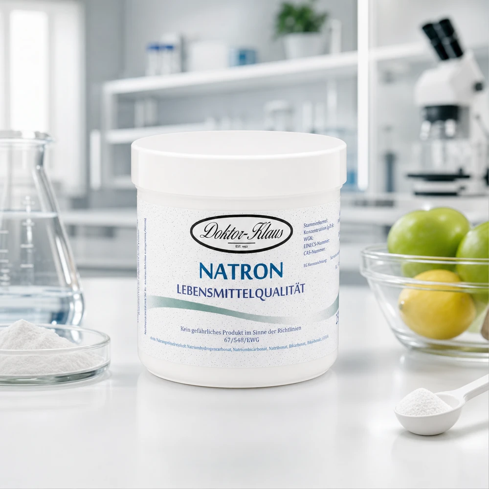 Bicarbonate de soude Doktor Klaus, en boîte blanche de 250 g, apte à l’utilisation alimentaire Bicarbonate de soude Doktor Klaus, en boîte blanche de 250 g, apte à l’utilisation alimentaire