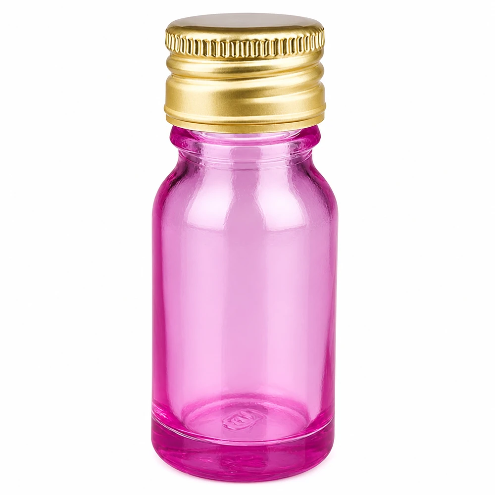 Bouteille 10ml 11mm bouchon à vis alu-or standard PurpleLine. UT18/10 Bouteille de verre de haute qualité 10ml en verre violet avec bouchon en aluminium premium aspect doré