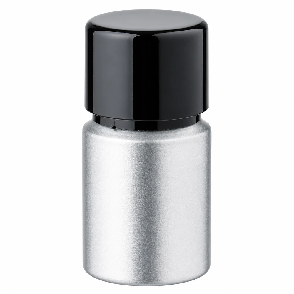 Bouteille en aluminium teinté 10 ml, avec bouchon à vis noir et joint conique Bouteille compacte en aluminium de 10 millilitres - format de voyage parfait pour les liquides et les sérums