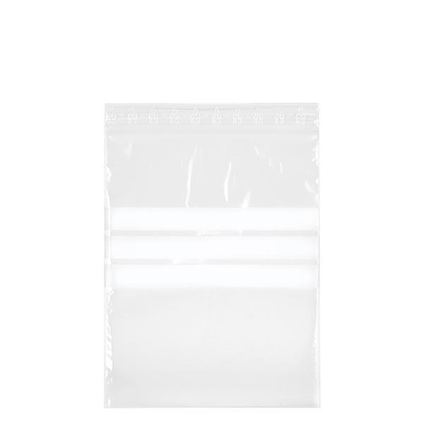 PolyZip avec zone d'écriture (paquet de 100) 250x350mm. En PE transparent 50µm. Aussi pour les aliments. Avec zone d'écriture & fermeture à pression Zip.