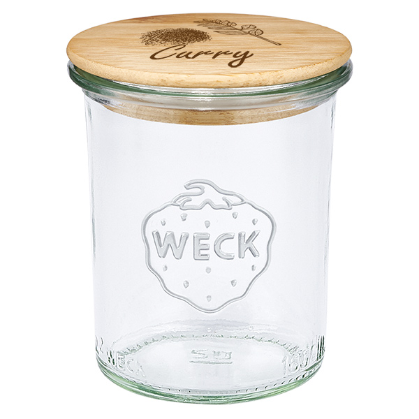 Couvercle en bois « Curry » avec verrine WECK 160 ml Couvercle en bois « Curry » avec verrine WECK 160 ml