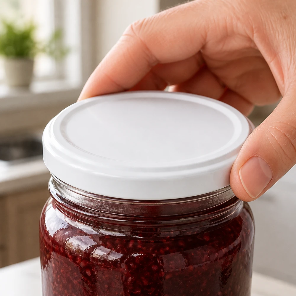 Couvercle de bocal TO43 blanc sans BPA avec joint BioSeal pour confiture