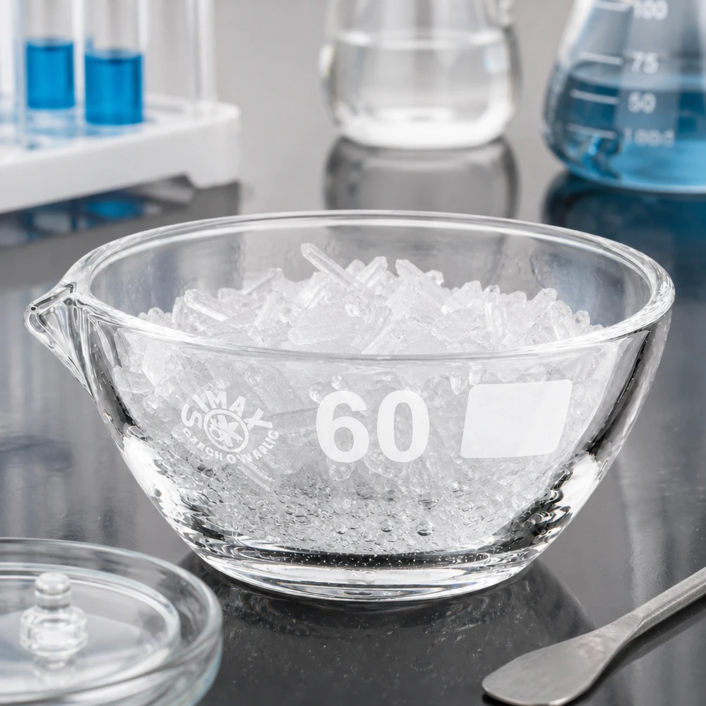 Capsule d’évaporation 45 ml en verre borosilicate, avec bec verseur Petit bol d'évaporation 45ml volume ø60mm Borosilicate pour les essais d'évaporation
