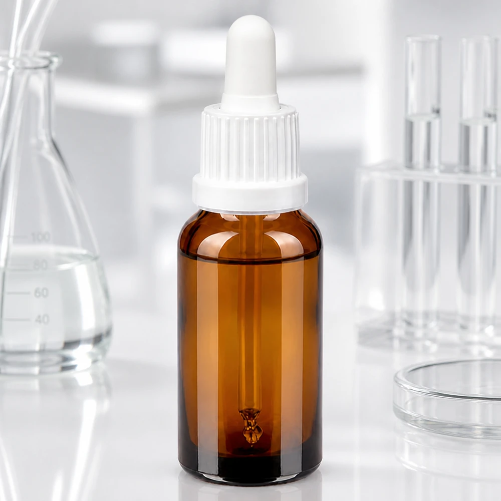 Flacon à pipette 20ml blanc OV BrownLine UT18/20 Flacon compte-gouttes 20ml avec bouchon OV blanc - utilisation hygiénique pour la cosmétique et la pharmacie
