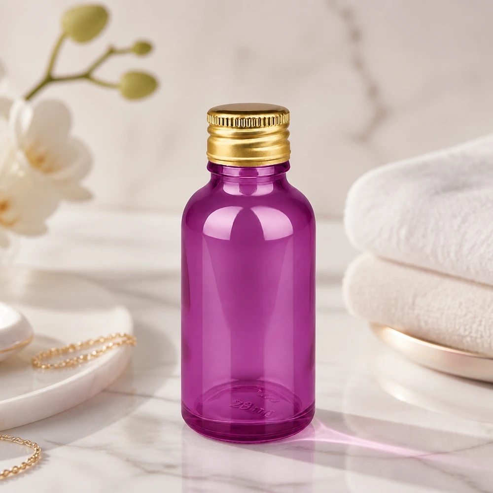 Flacon 30ml bouchon à visser 11mm alu-or standard PurpleLine. UT18/30 Bouteille en verre de 30 ml de haute qualité pour les cosmétiques et les soins de la peau DIY avec un bouchon à vis pratique de 11 mm