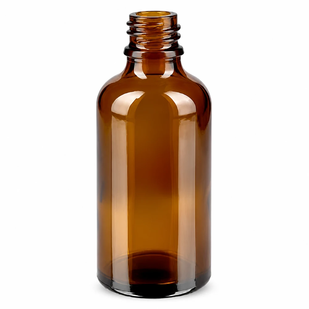 Flacon compte-goutte 50ml 0.7mm blanc OV BrownLine UT18/50 Flacon doseur 50ml BrownLine verre brun avec bouchon compte-gouttes blanc système UT18