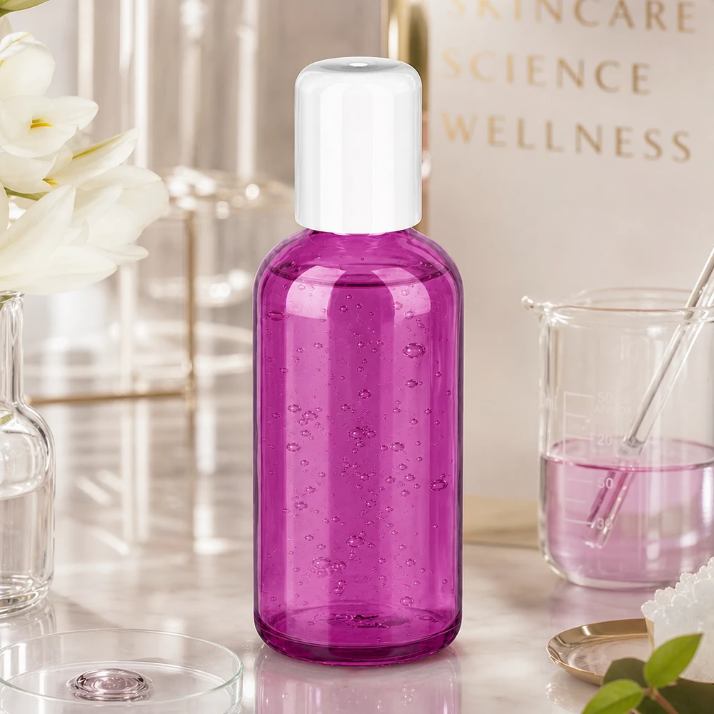 Flacon roll-on 100ml blanc standard PurpleLine UT18/100 Bouteille en verre violette élégante de 100 ml avec bouchon blanc pour le bricolage cosmétique et les produits de soins naturels