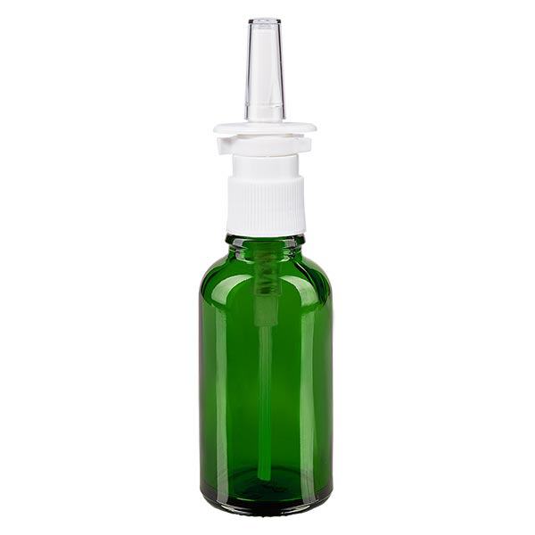 Flacon à pharmacie vert 30ml vaporisateur nasal blanc standard Flacon à pharmacie vert 30ml vaporisateur nasal blanc standard