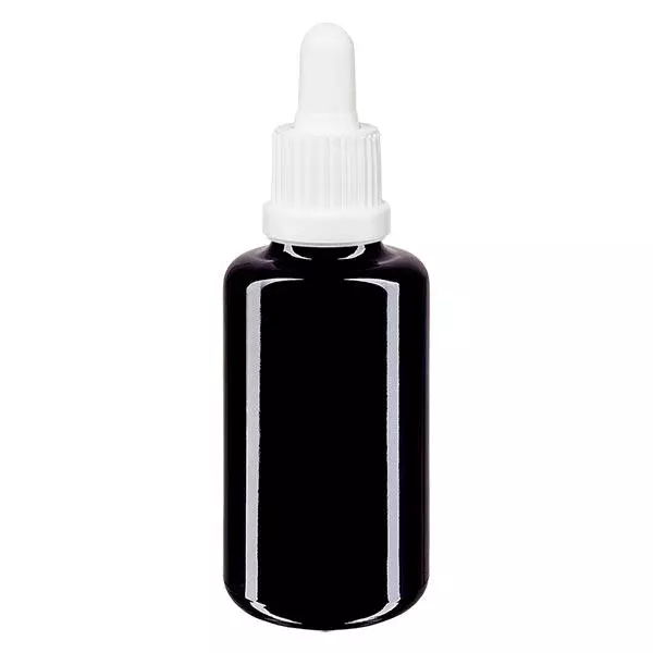 Bouteille de pharmacie viol. 30ml pipette blanche OV