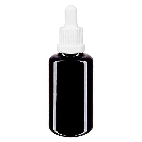 Bouteille de pharmacie viol. 30ml pipette blanche OV