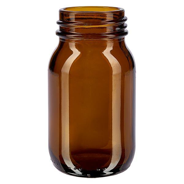 Bocal à col large en verre ambré 100 ml, goulot DIN 40, sans couvercle