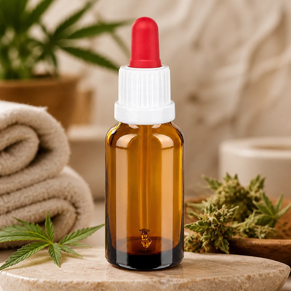 20ml flacon à pipette blanc/rouge OV BrownLine UT18/20 Bouteille à pipette 20ml standard de pharmacie brune avec bouchon blanc de sécurité pour enfants OV BrownLine