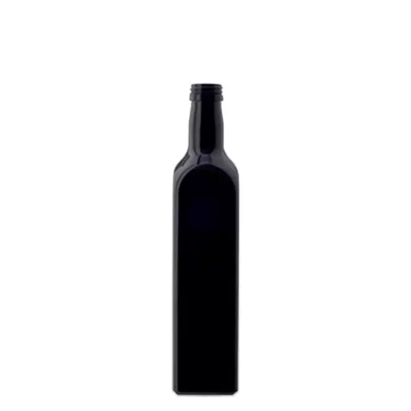 Bouteille d'huile rectangulaire en verre violet 500 ml, UNI 31,5x24