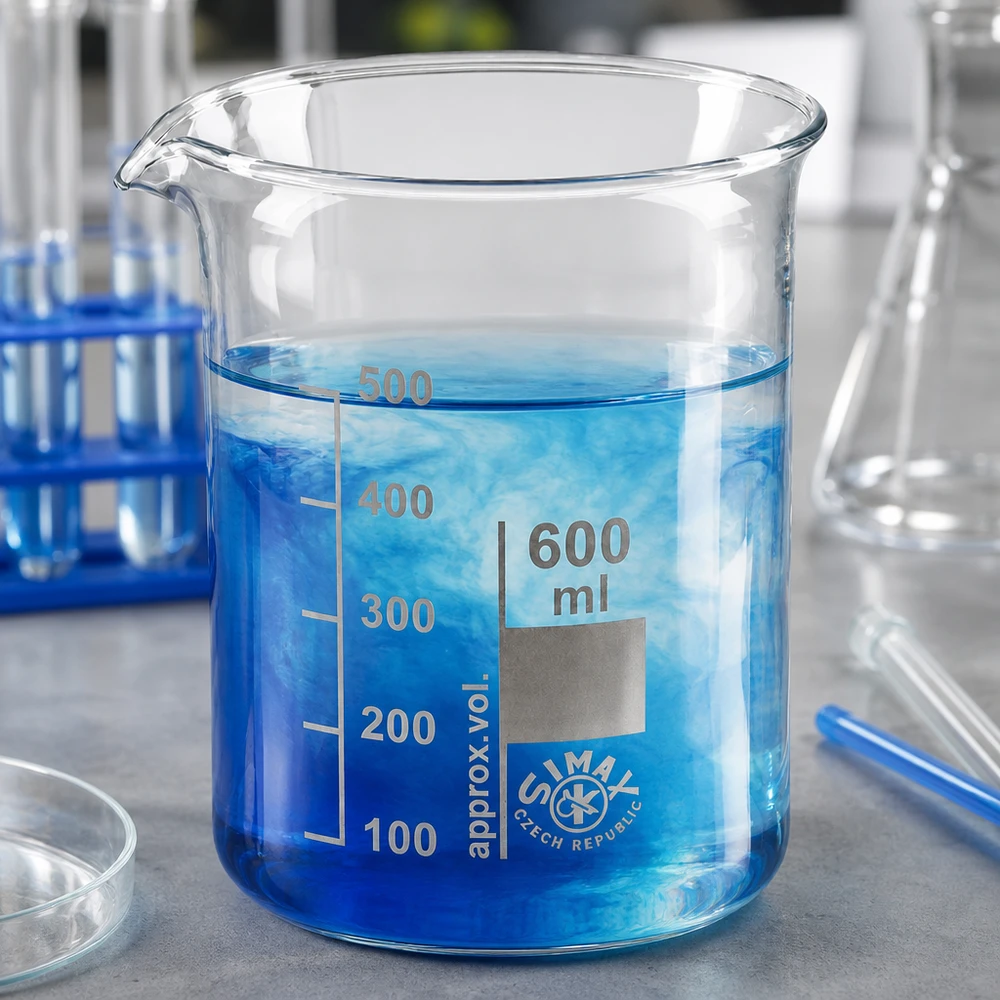 Bécher 600ml en verre borosilicate résistant à la chaleur (forme basse) Bécher résistant à la chaleur 600ml forme basse en verre borosilicaté robuste pour les applications de laboratoire