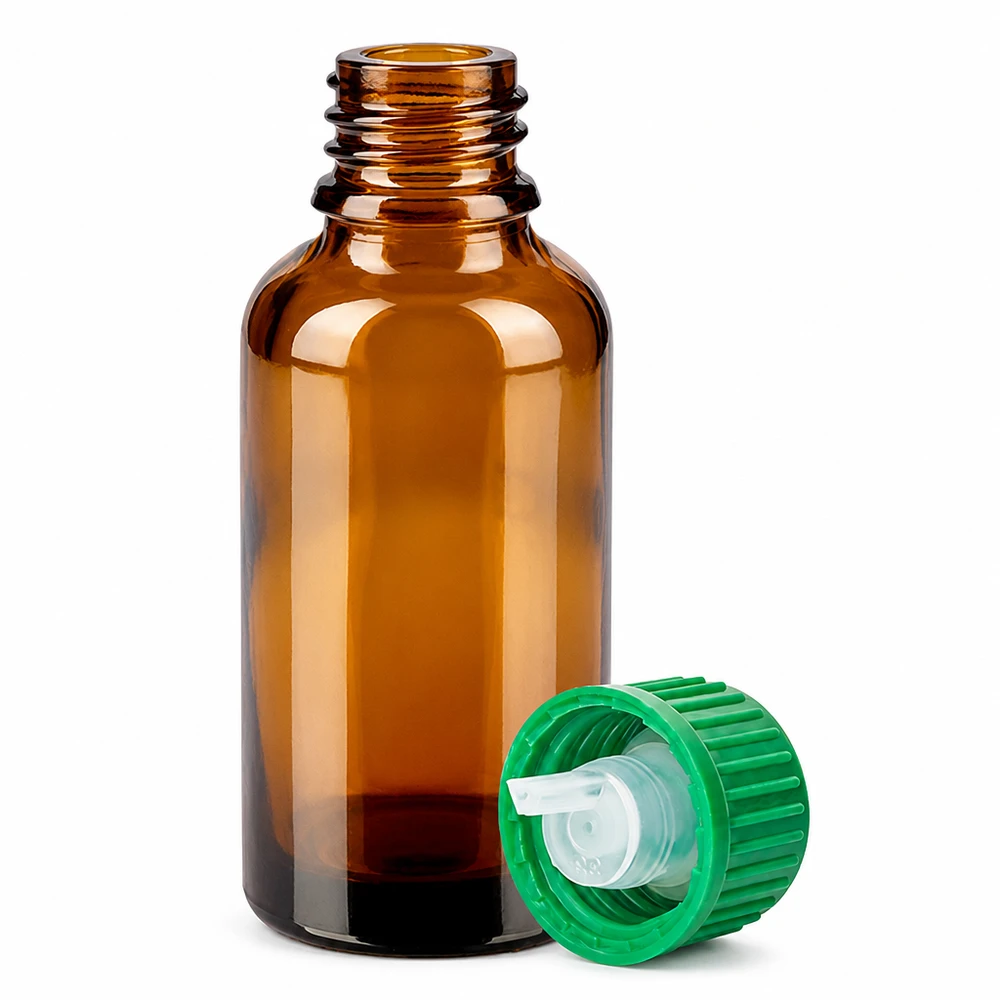 Flacon compte-goutte 30ml 0.8mm vert STD BrownLine UT18/30 UT18/30 Flacon compte-gouttes en verre brun robuste Volume 30ml pour applications pharmaceutiques