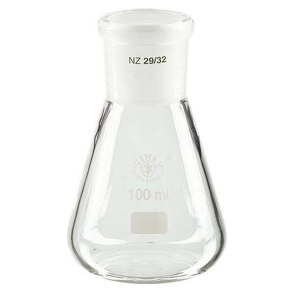 Erlenmeyer 100 ml col large, verre borosilicate avec rodage normalisé 29/32
