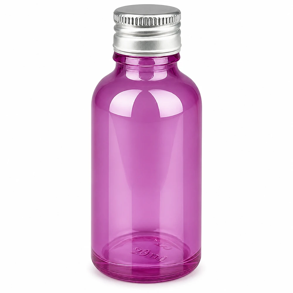 Flacon 30ml bouchon à vis 11mm alu-argent standard PurpleLine.UT18/30 Bouteille de 30ml en verre violet parfaite pour la cosmétique et l'aromathérapie