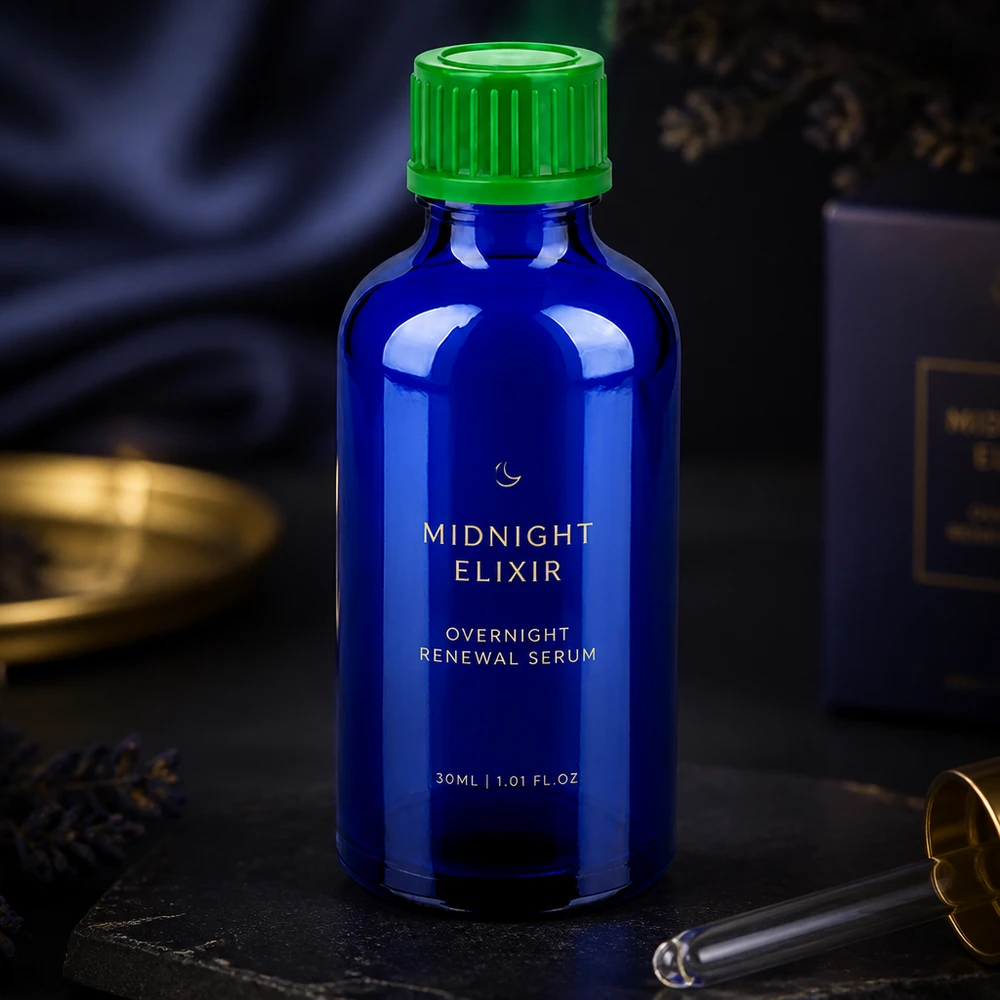 Flacon de 50ml 11mm SV vert STD BlueLine UT18/50 Bouteille en verre bleu foncé 50ml avec protection UV parfaite pour les huiles naturelles et les teintures