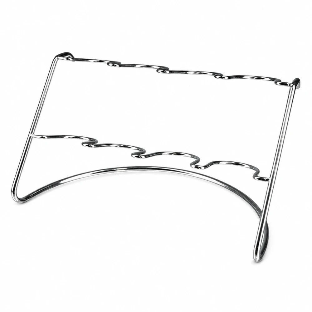 Support de service Flato8 en acier inoxydable pour 8 verres à pied WECK avec supports incurvés sur fond blanc