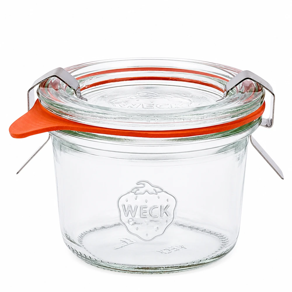80ml bocal conique complet WECK RR60 Pot de 80ml WECK RR60 avec couvercle en verre et anneau en caoutchouc Pot de conservation et de stockage