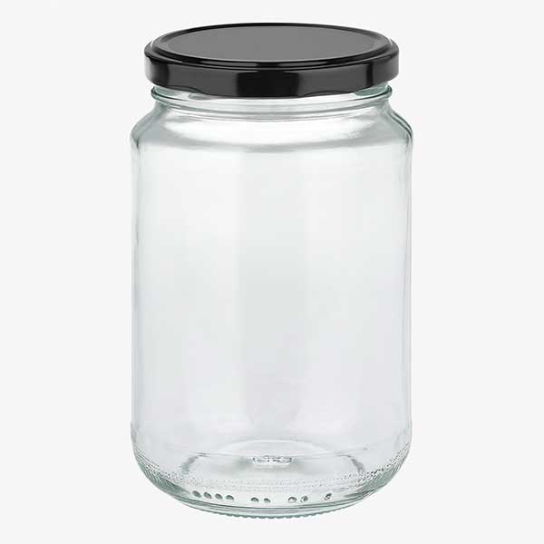 375ml Verre rond avec couvercle BasicSeal noir UNiTWIST