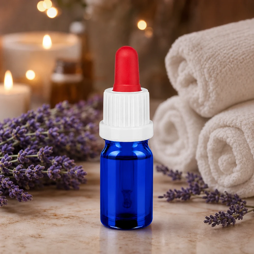 Flacon à pipette 5ml blanc/rouge OV BlueLine UT18/5 Flacon à pipette bleu de 5 ml protégé de la lumière avec bouchon anti-fuite pour les substances sensibles
