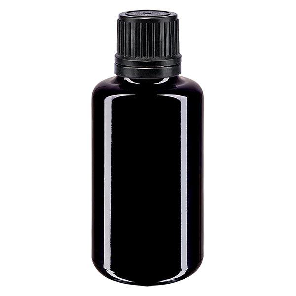 Bouteille de pharmacie viol. 30ml P. goutte. Pr. 1mm noir OV Bouteille de pharmacie viol. 30ml P. goutte. Pr. 1mm noir OV