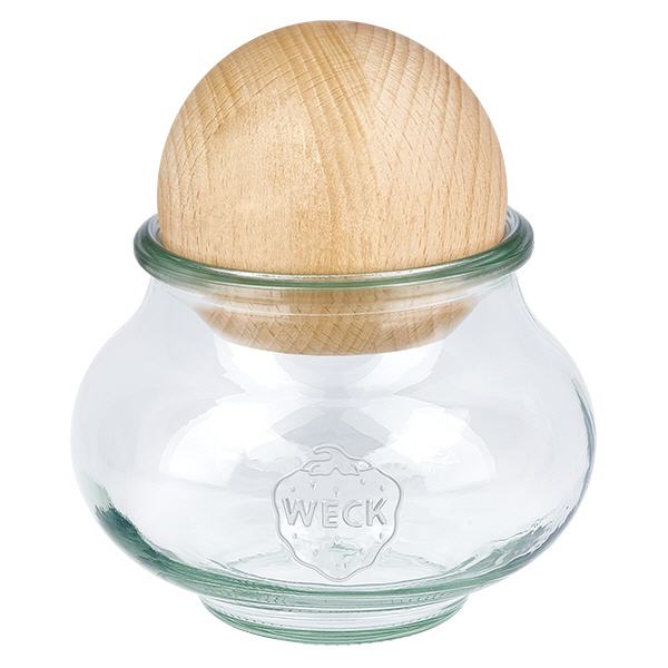 560ml bocal décoratif WECK RR80 avec boule en bois en hêtre