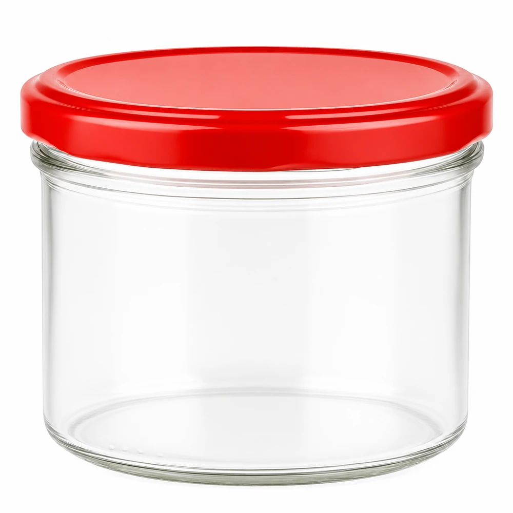 230ml Verre cylindrique avec couvercle BasicSeal rouge UNiTWIST Pot cylindrique 230ml avec couvercle rouge BasicSeal certifié UN pour aliments et conserves
