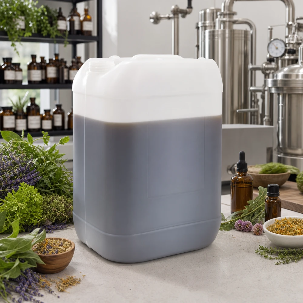 Grand bidon en plastique gris de 25 litres pour huiles essentielles et extraits végétaux