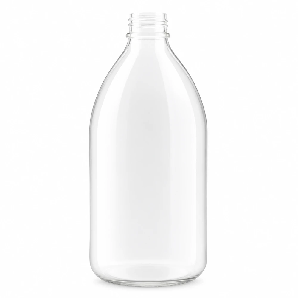 Flacon de laboratoire cylindrique à col étroit de 500 ml, blanc transparent, sans bouchon