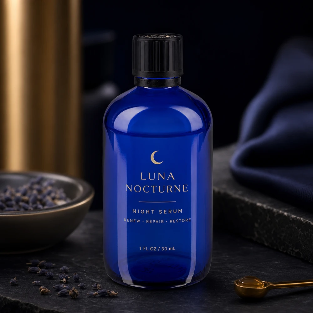 Flacon pharmaceutique en verre de 100 ml, bleu cobalt, avec bouchon de sécurité enfant et compte-gouttes