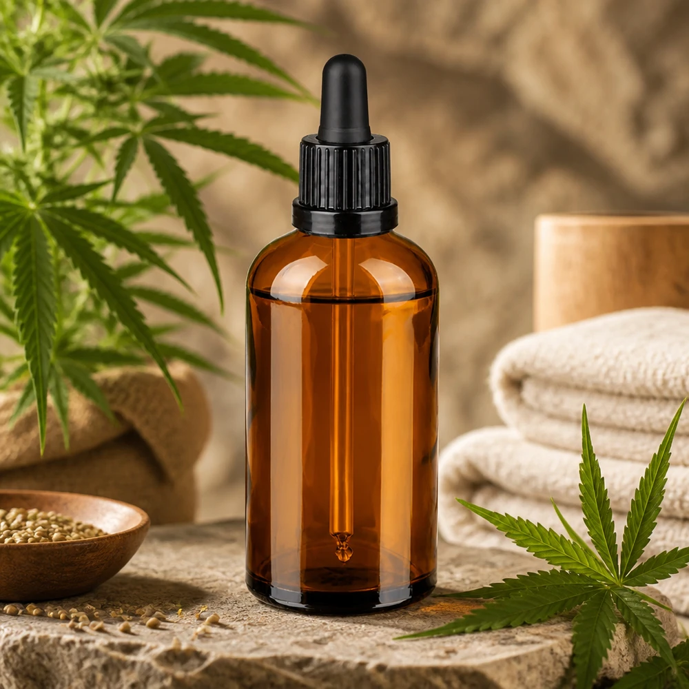 Flacon à pipette 100ml noir OV BrownLine UT18/100 Bouteille en verre brun de 100 ml avec bouchon noir idéale pour les huiles et les teintures de CBD