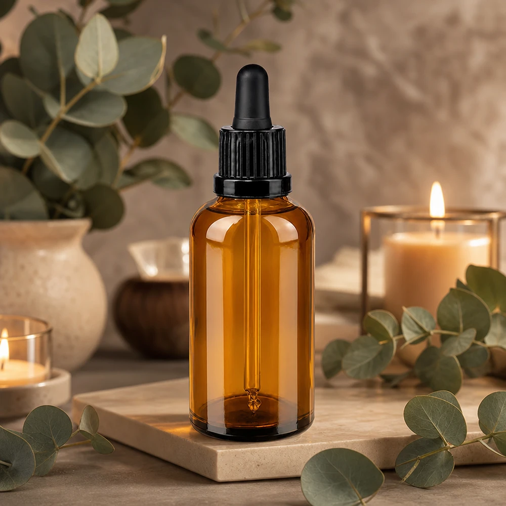 Flacon à pipette 50ml noir OV BrownLine UT18/50 Bouteille à pipette de 50ml en verre brun OV BrownLine UT18/50 de haute qualité pour l'aromathérapie