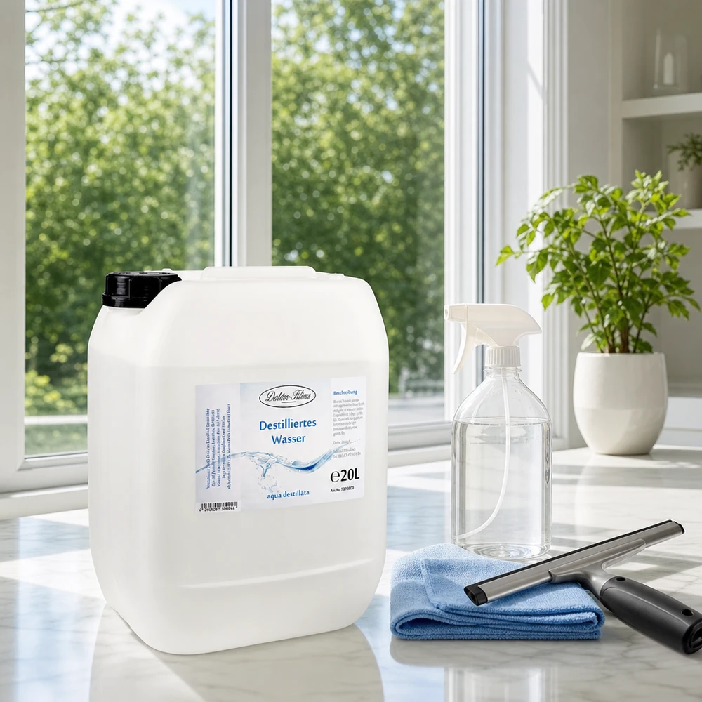 Eau distillée Doktor Klaus - Aqua dest 20 litres en jerrican premium teinte naturelle Eau distillée 20L Doktor-Klaus avec poignée pratique pour un transport facile