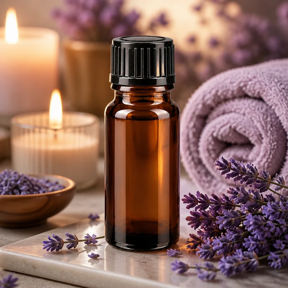 Flacon ApoGlas de 10 ml avec bouchon STD de 1 mm pour l'aromathérapie et les huiles essentielles de lavande