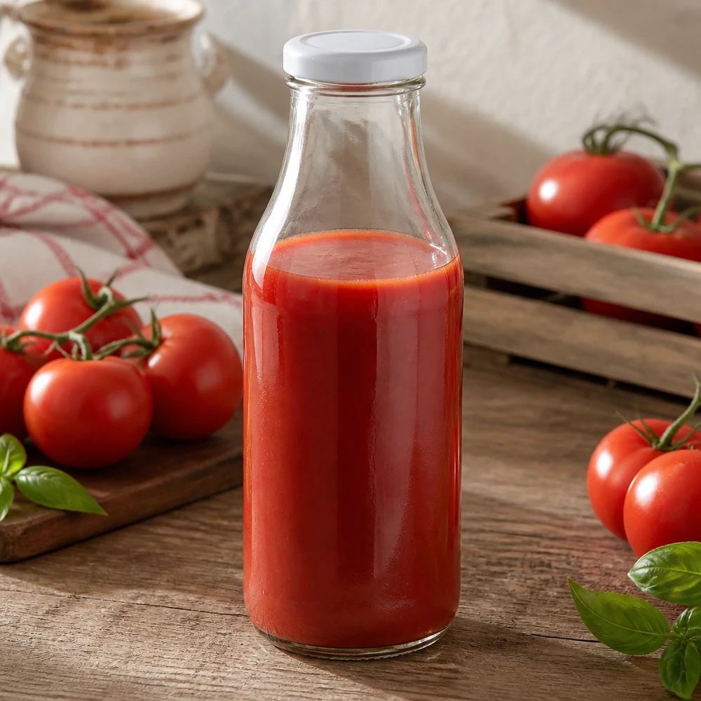 Bouteille en verre de 330 ml + couvercle BasicSeal blanc UNiTWIST Bouteille en verre UNiTWIST de 330 ml avec bouchon BasicSeal blanc, idéale pour la conservation des jus de légumes