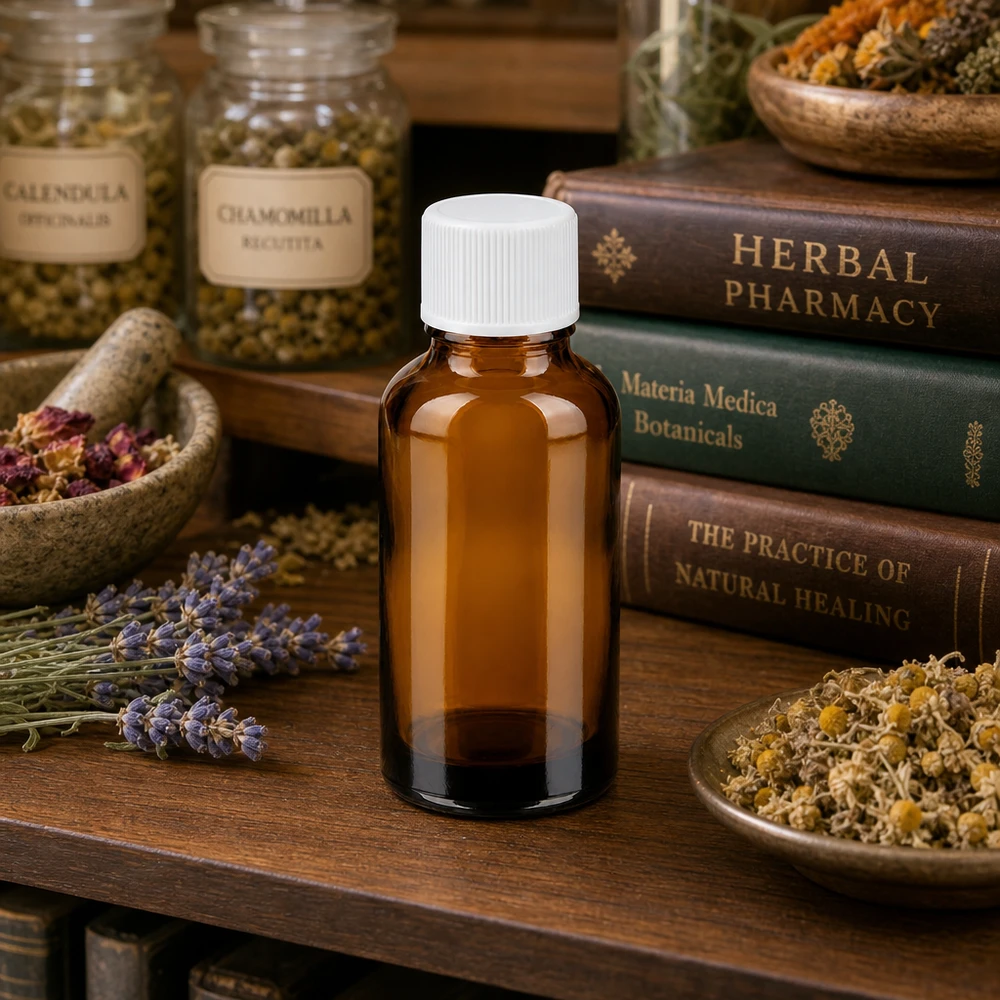 Flacon de 30ml 11mm SV blanc STD BrownLine UT18/30 Elégante bouteille de pharmacie de 30 ml en marron classique pour une conservation élégante des remèdes naturels