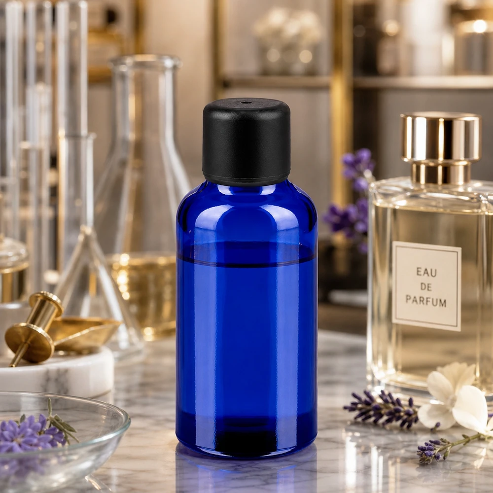 Flacon de 30ml 6mm SV noir STD BlueLine UT18/30 Bouteille de 30 ml de qualité pharmaceutique en verre cobalt épais avec bouchon à vis noir robuste
